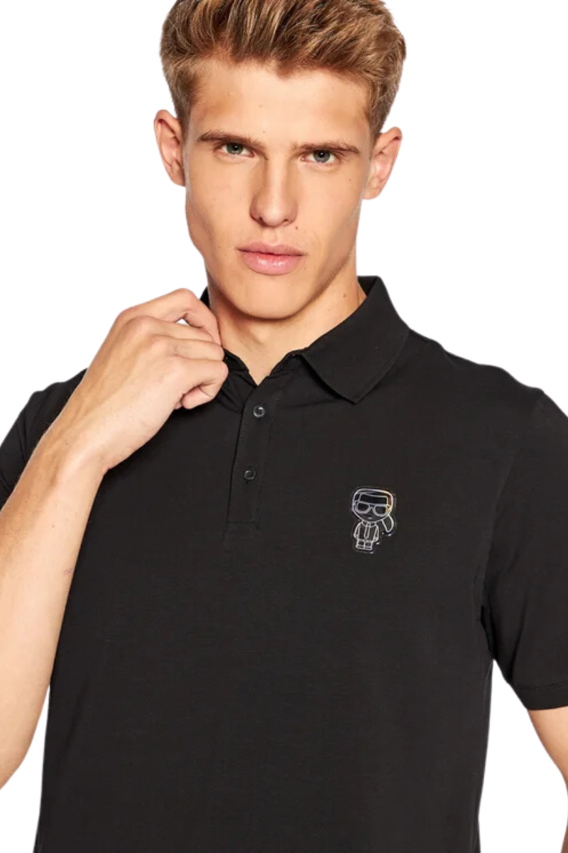חולצת Polo עם צווארון בצבע שחור לגברים