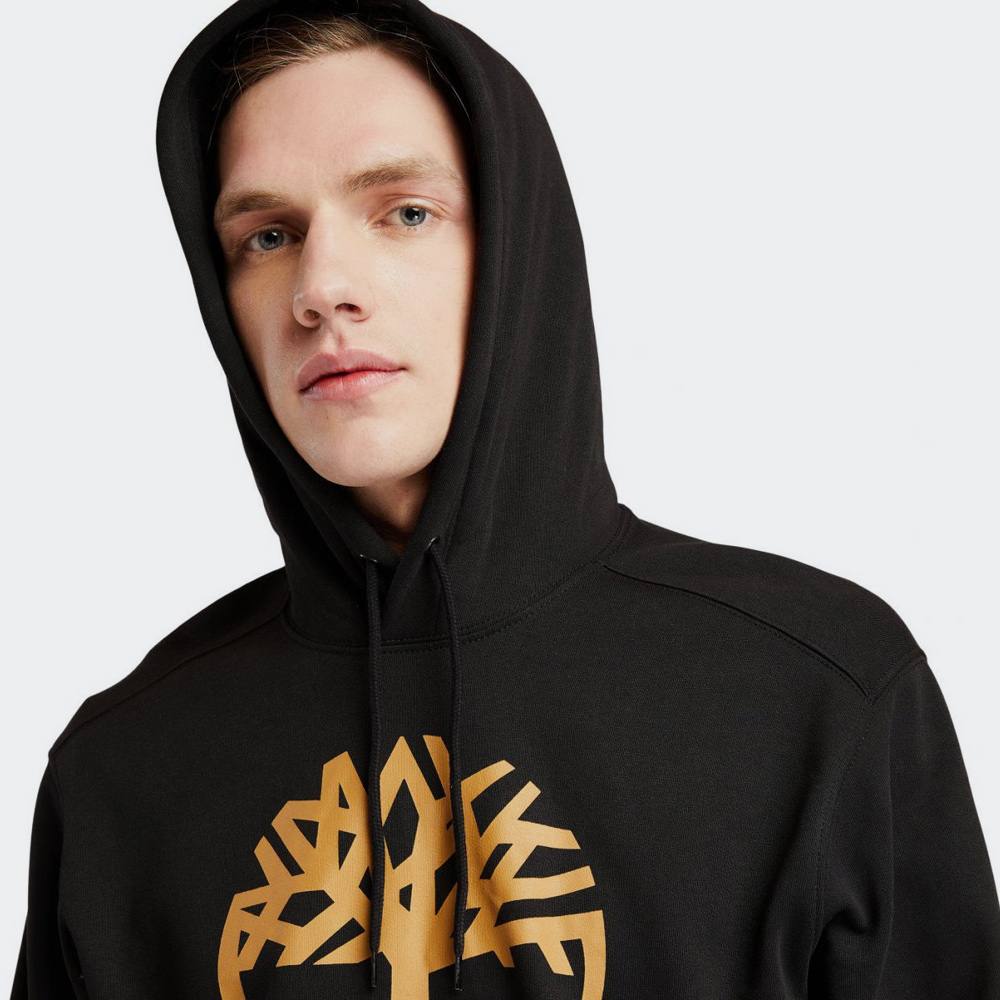 סווטשירט עם כובע קפוצ’ון והדפס לוגו עץ